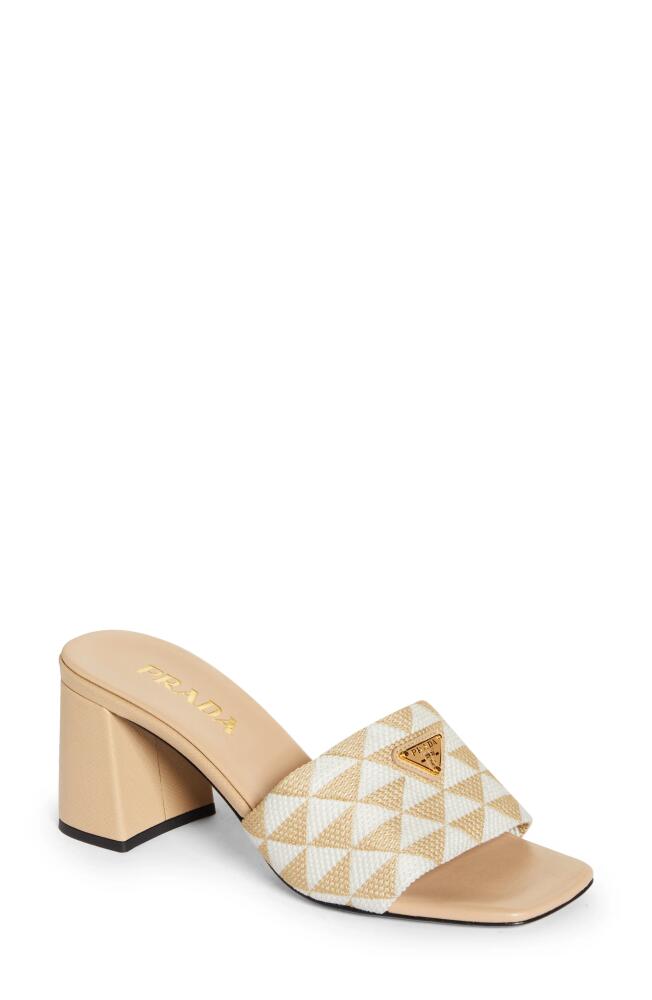 Prada Triangle Jacquard Slide Sandal in Corda/Talco Cover