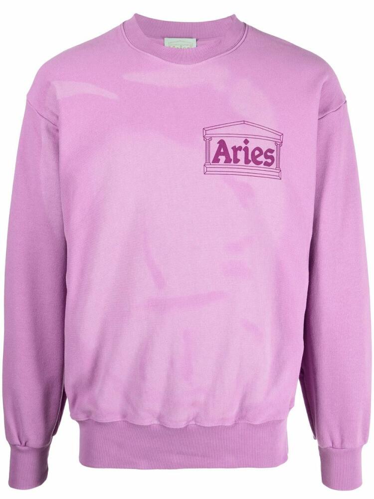 Aries chest-logo crew-neck sweatshirt - Pink Cover