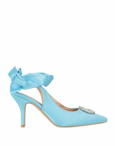 Gaëlle Paris Woman Pumps Sky blue Textile fibers Cover