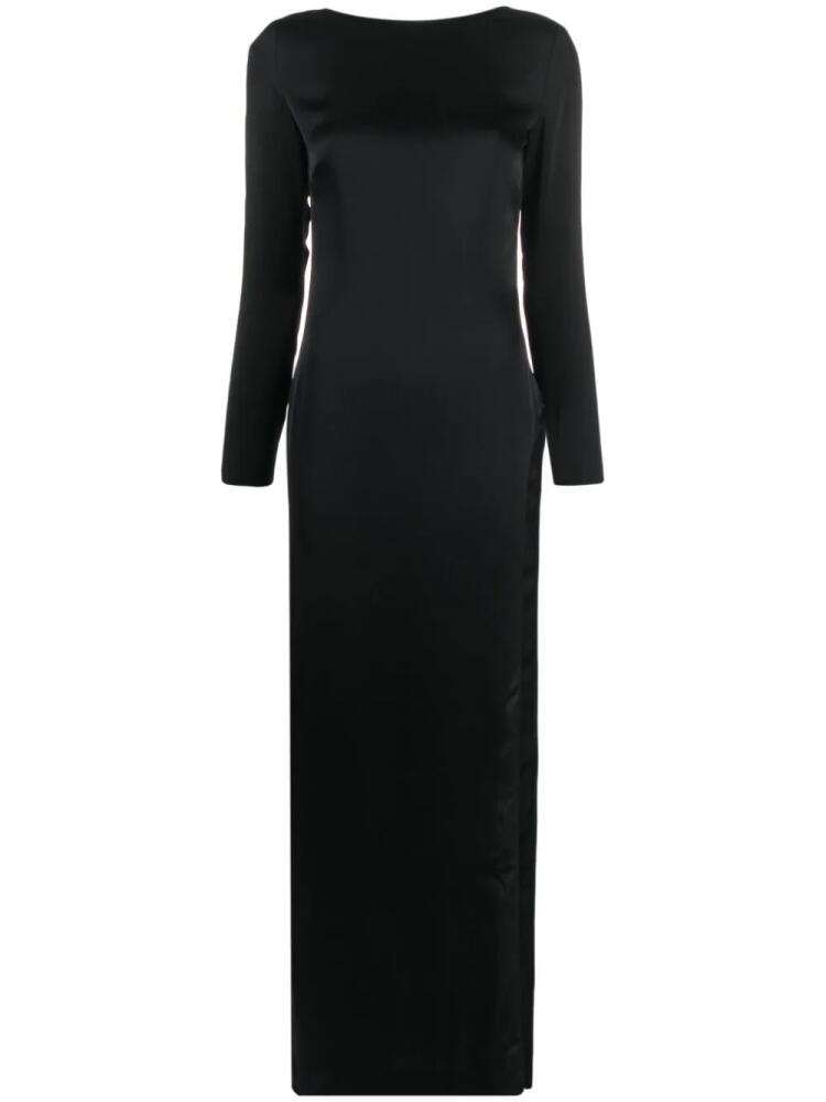 Maison Close satin V-back maxi dress - Black Cover