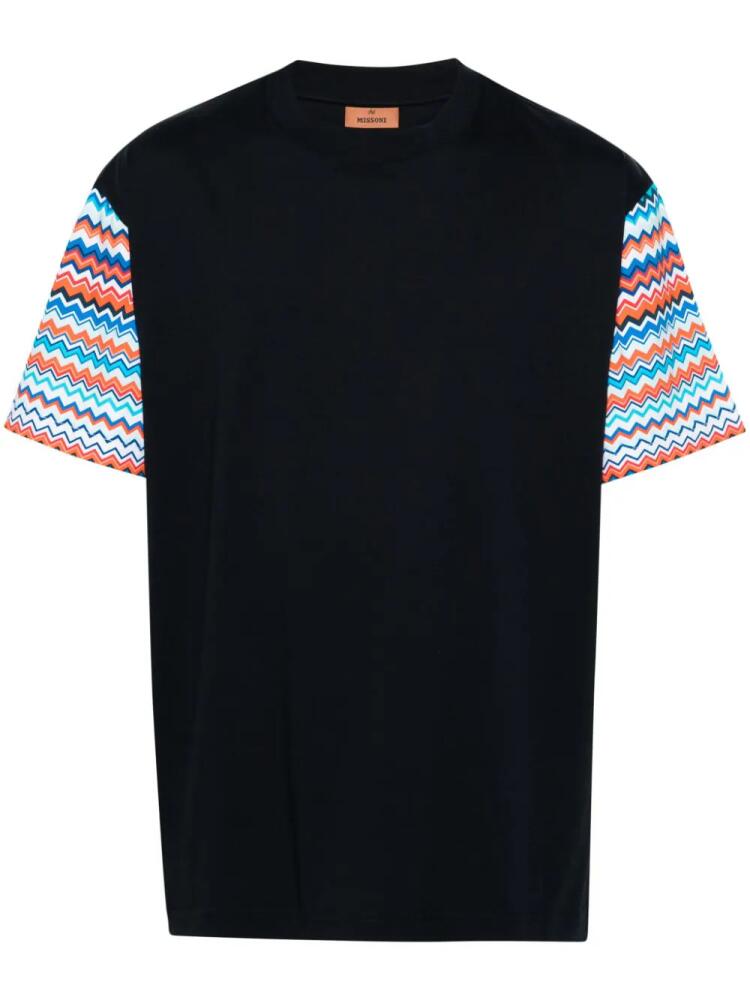 Missoni zigzag-sleeves cotton T-shirt - Blue Cover