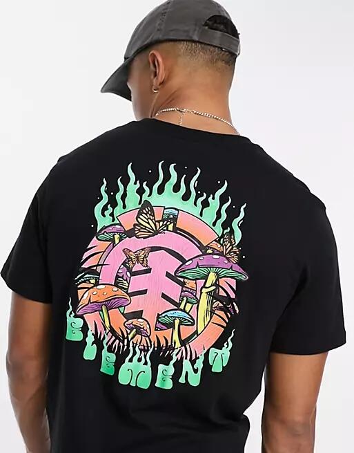 Element icon back print t-shirt in black Cover