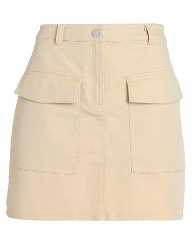 Hugo Woman Mini skirt Sand Cotton, Elastane, Leather Cover