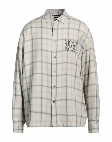 Palm Angels Man Shirt Light grey Rayon, Polyester Cover