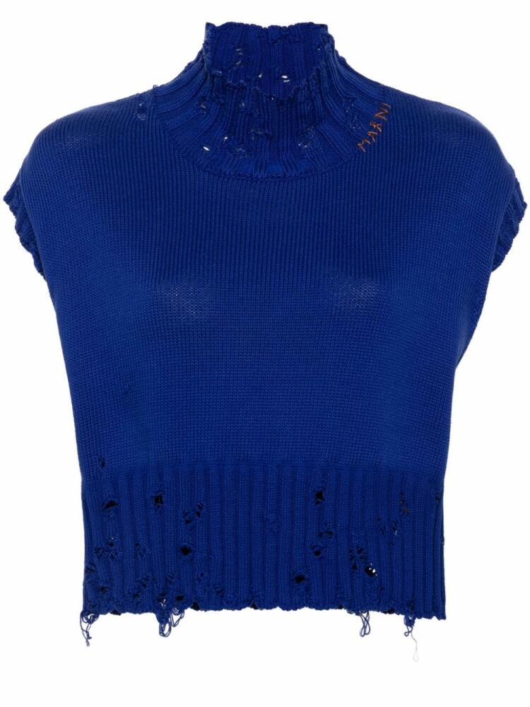 Marni cotton cropped vest - Blue Cover