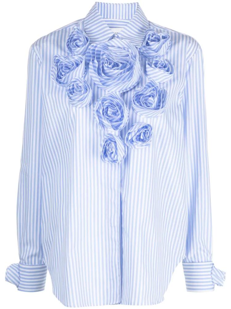 Viktor & Rolf stripe-print floral-appliqué shirt - Blue Cover