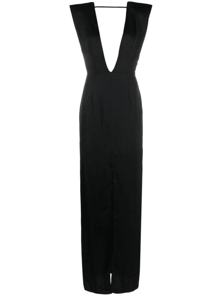 Maison Close V-neck satin-weave dress - Black Cover