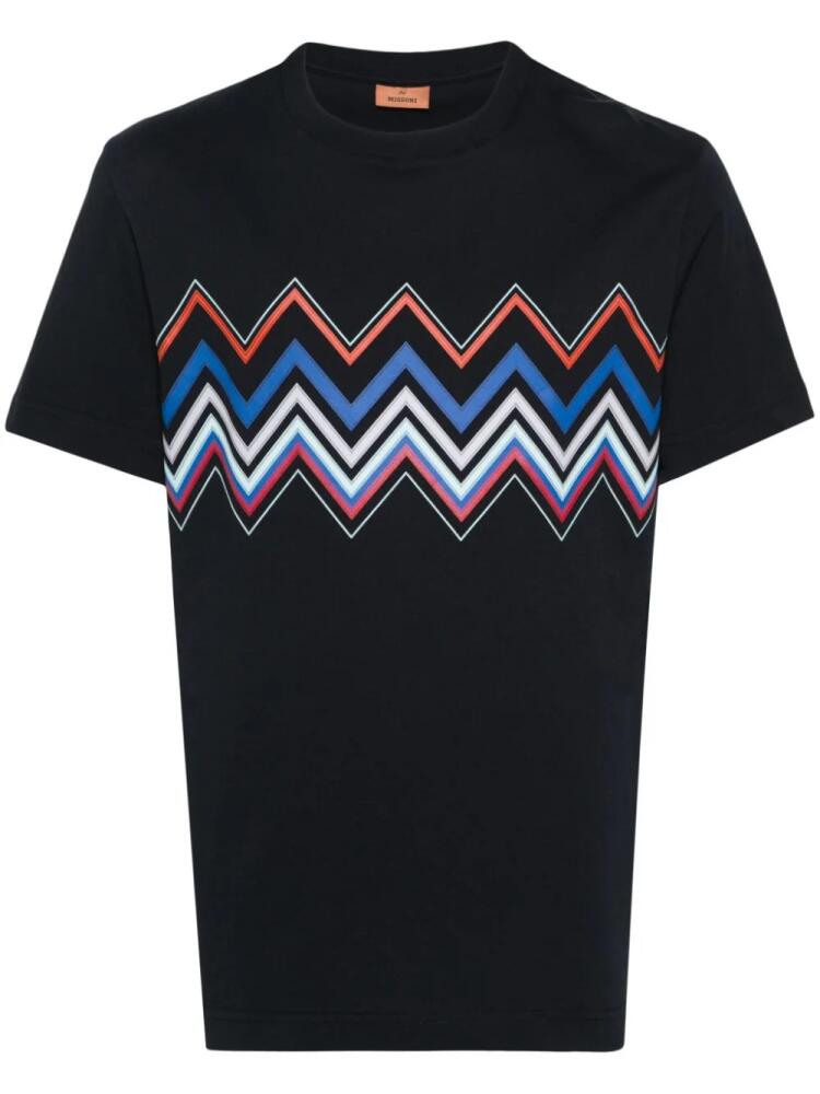 Missoni zigzag-print cotton T-shirt - Blue Cover