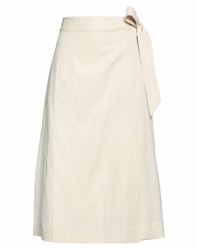 Ottod'ame Woman Midi skirt Ivory Tencel, Linen, Elastane Cover