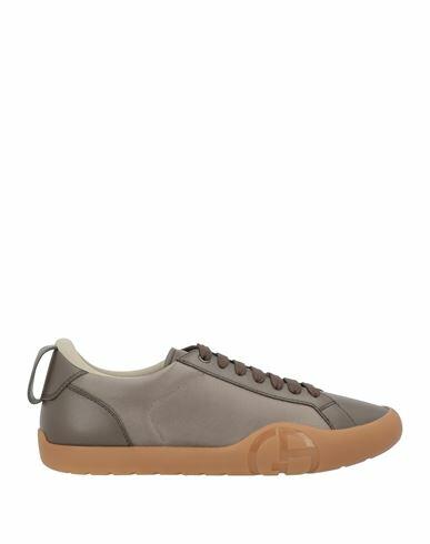 Giorgio Armani Man Sneakers Dark brown Polyamide, Calfskin Cover