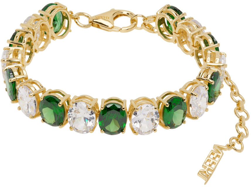 VEERT Gold 'The Clear & Green Tennis' Bracelet Cover