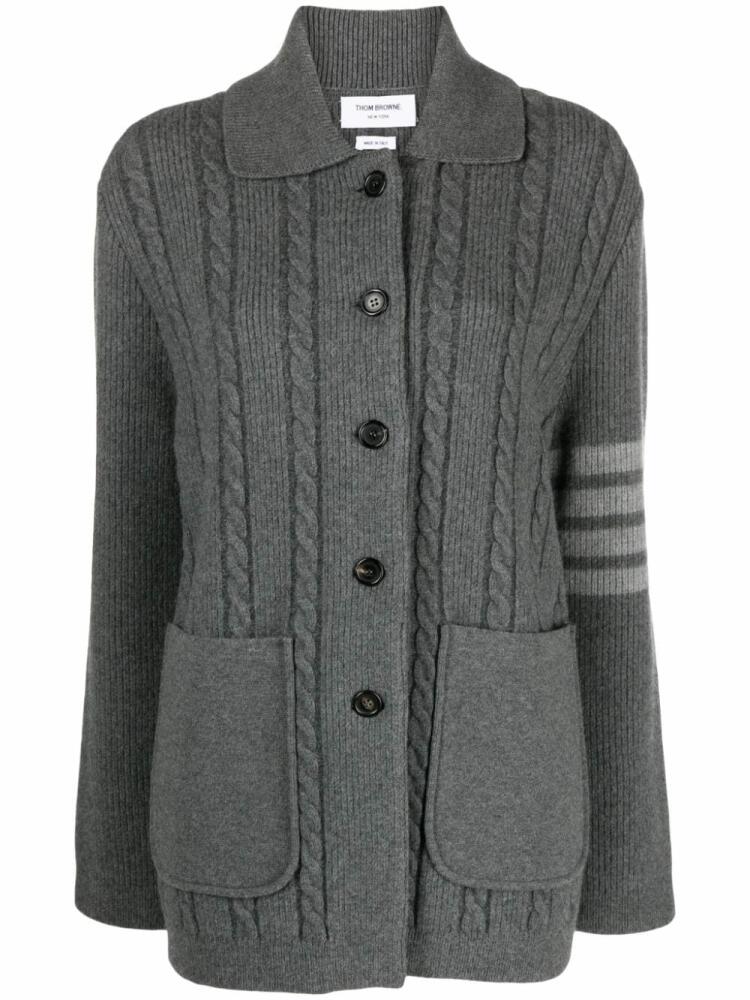 Thom Browne cable-knit bomber jacket - Grey Cover