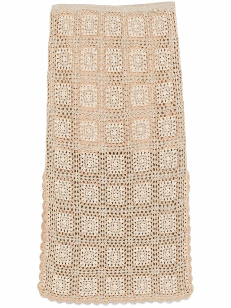 TWINSET lurex crochet midi skirt - Gold Cover