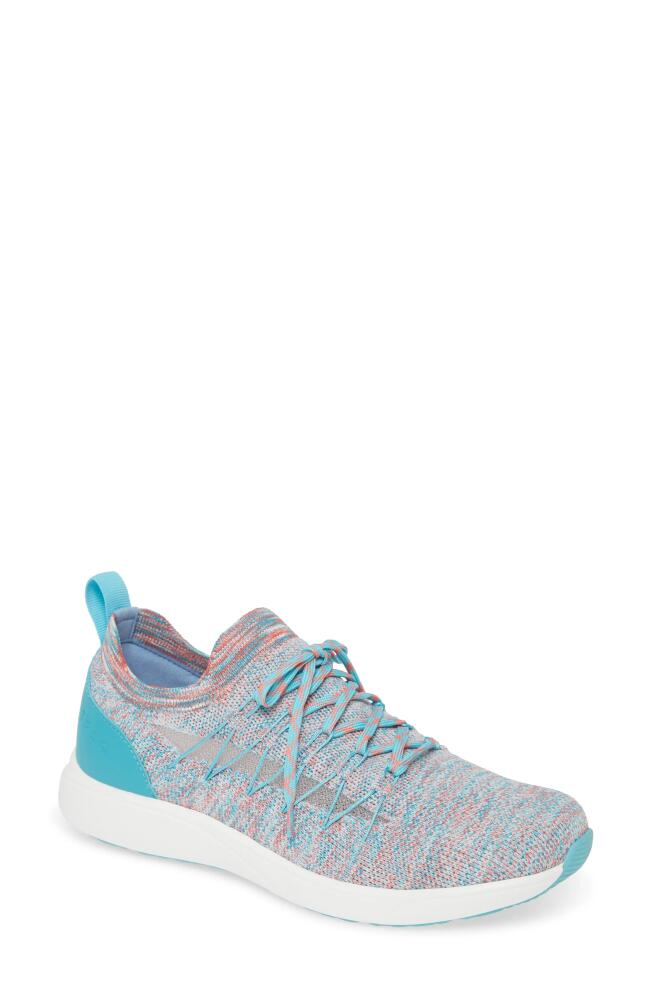 TRAQ by Alegria Synq Knit Sneaker in Aquamarine Leather Cover