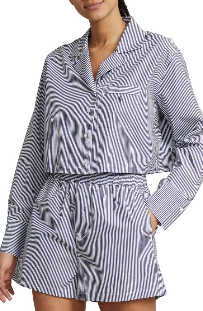 Polo Ralph Lauren Crop Cotton Poplin Short Pajamas in Purple Stripes Cover