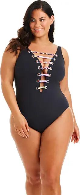 Bleu Rod Beattie Party Animal Over-the-Shoulder One-Piece (Black) Women's Swimsuits One Piece Cover