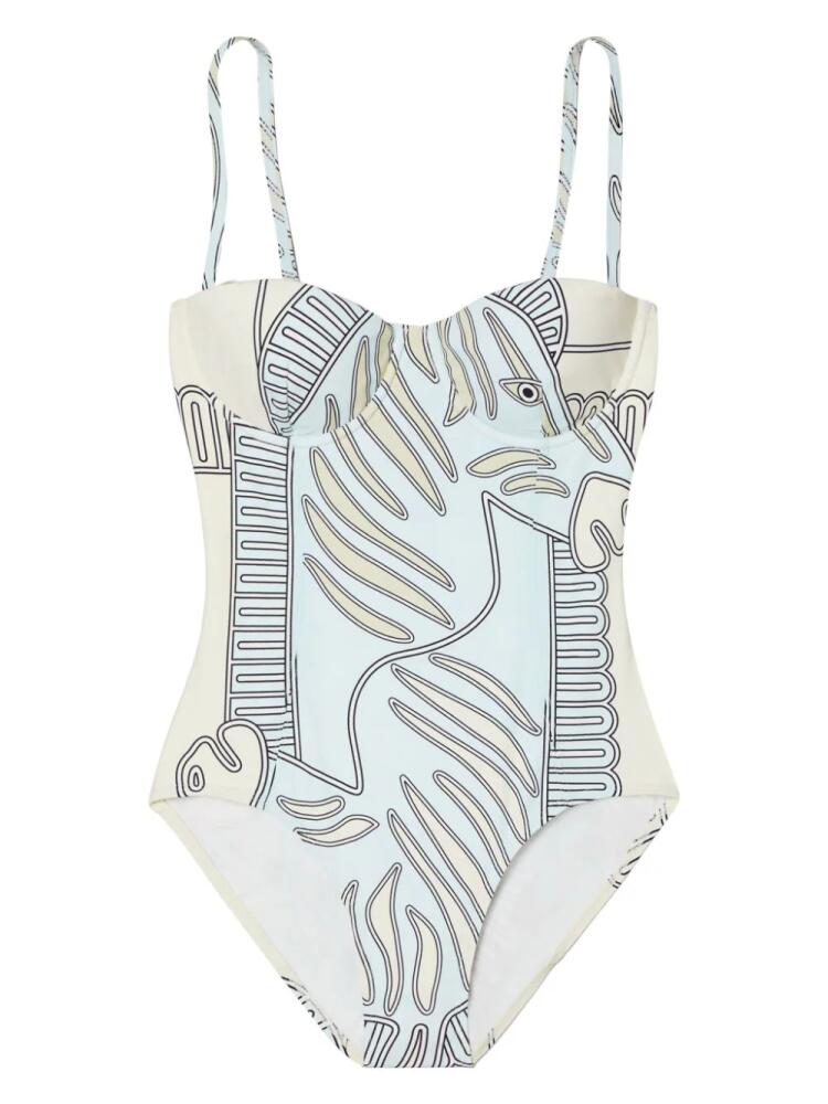 Tory Burch printed underwire-cup one-piece - Blue Cover