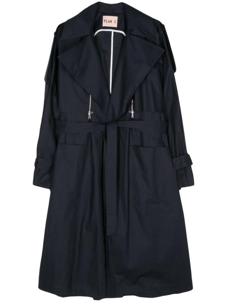 Plan C detachable-sleeves trench coat - Blue Cover