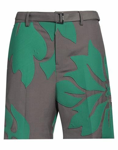 Sacai Man Shorts & Bermuda Shorts Steel grey Polyester, Wool Cover