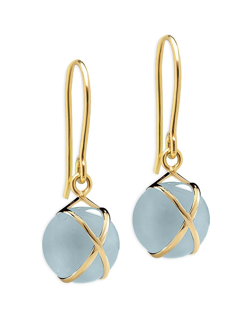 L. Klein 18K Yellow Gold Prisma Aquamarine Crossover Drop Earrings Cover