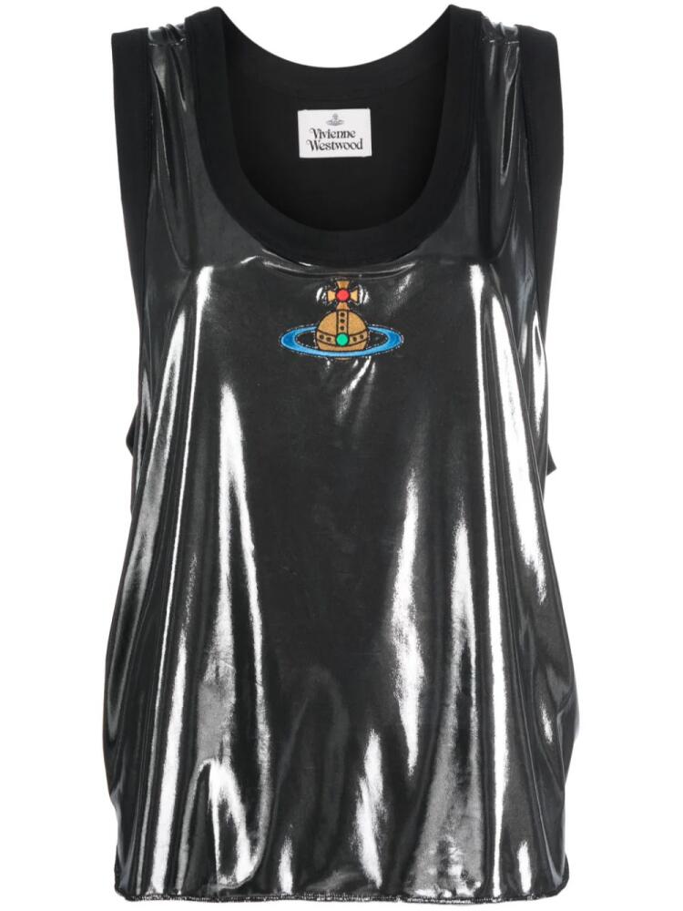 Vivienne Westwood laminated Orb-embroidered tank top - Silver Cover