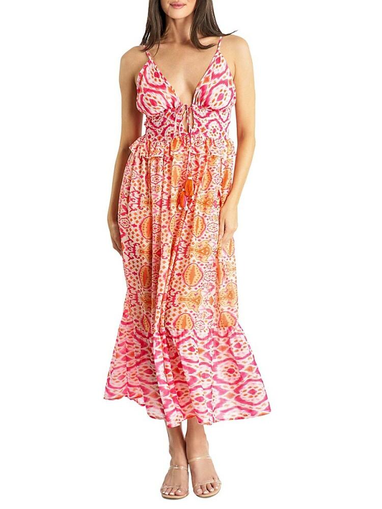 La Moda Clothing Women's Ikat Tiered Midi Dress Cover