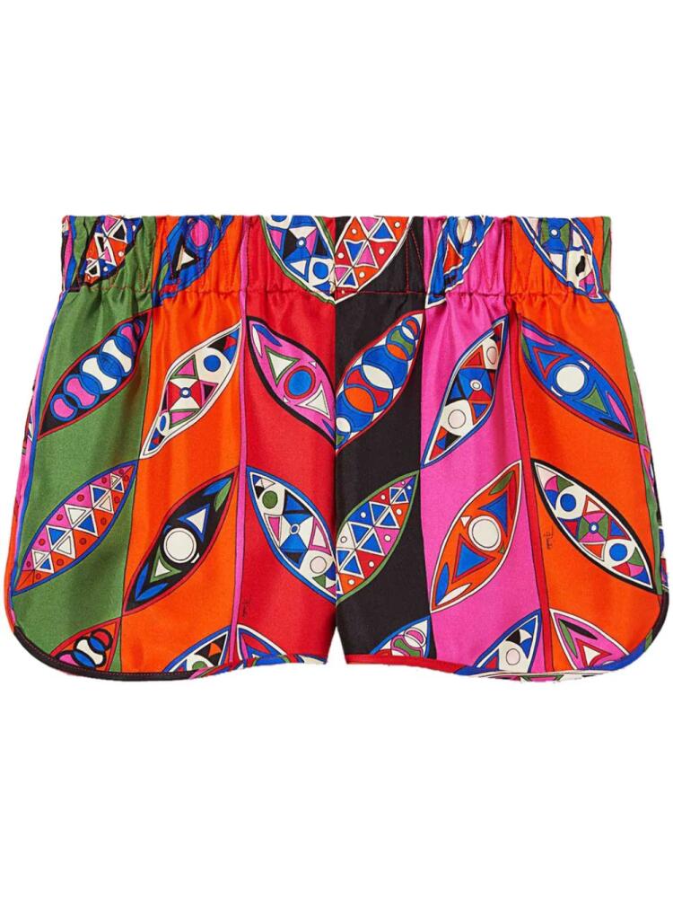 PUCCI abstract print elasticated waistband silk shorts - Pink Cover