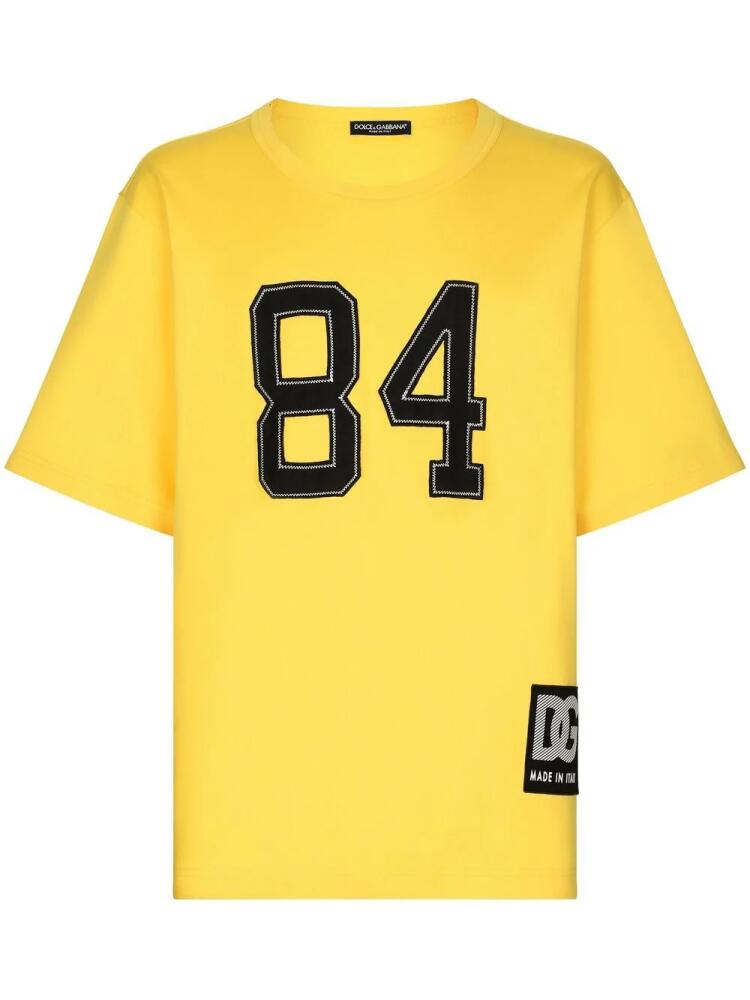 Dolce & Gabbana number-patch T-shirt - Yellow Cover