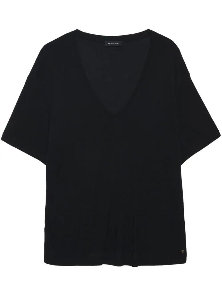 ANINE BING Vale V-neck T-Shirt - Black Cover