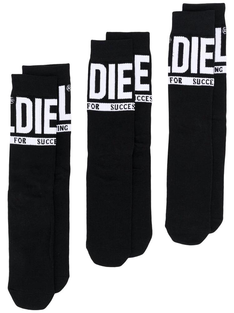 Diesel Skm-Ray logo-jacquard socks (pack of three) - Black Cover