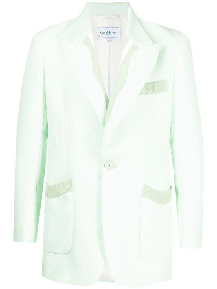 Casablanca Memphis Pinstripe Single Breasted Rib Blazer - Green Cover