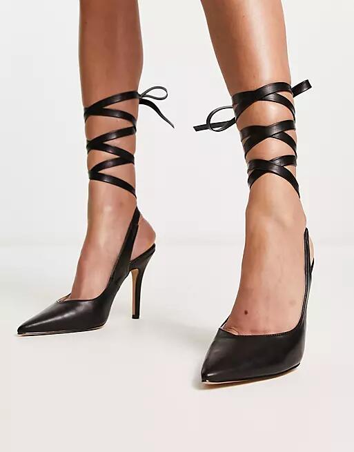 RAID Ishana heeled shoes with ankle tie in black Cover