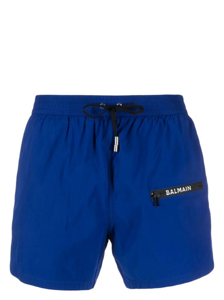 Balmain logo-print swim shorts - Blue Cover