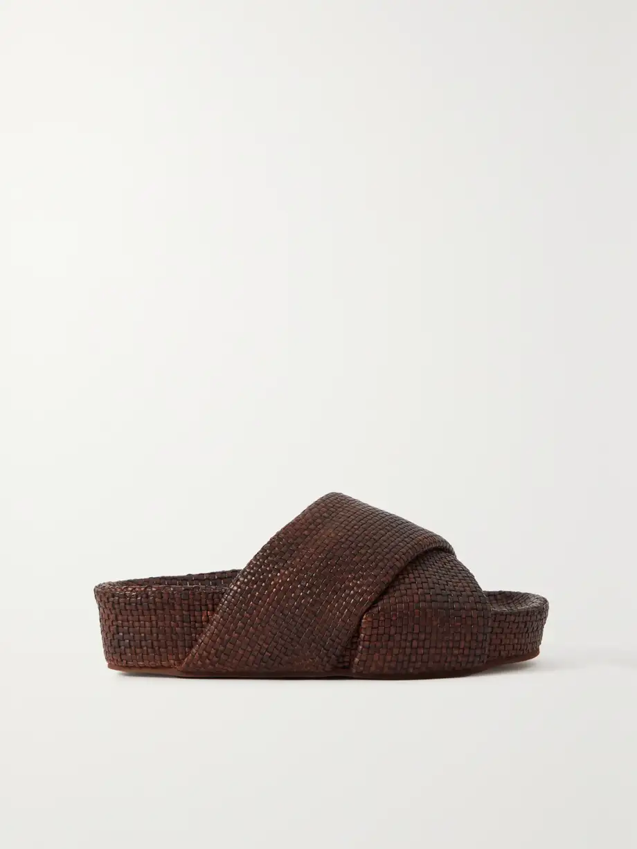 ST. AGNI - + Net Sustain Woven Leather Platform Slides - Brown Cover