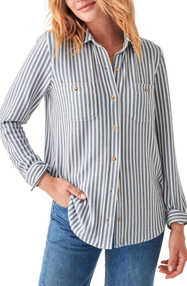 Faherty Legend Stripe Shirt in Navy Blazer Stripe Cover