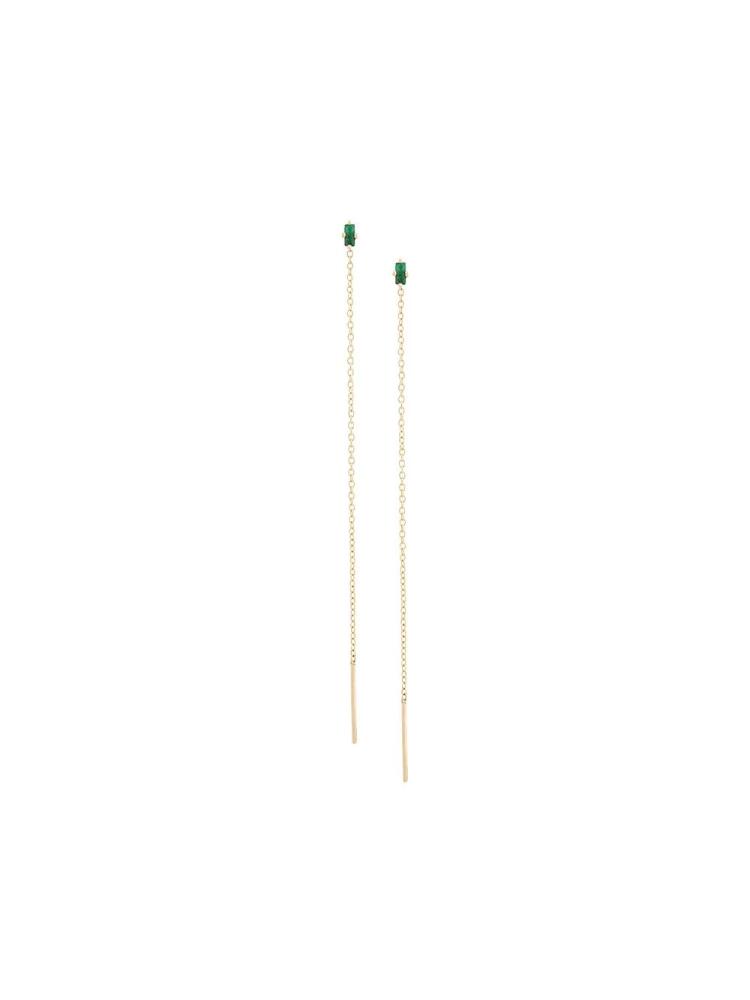 Lizzie Mandler Fine Jewelry 18K yellow gold Floating Thread emerald earrings - Metallic Cover