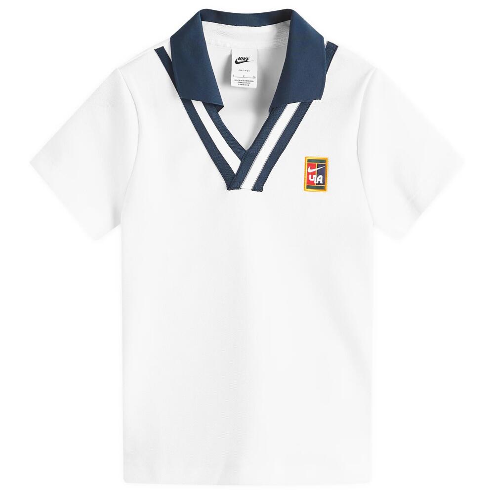 Nike Women's NSW Yoon Polo Top in White/Armory Navy Cover