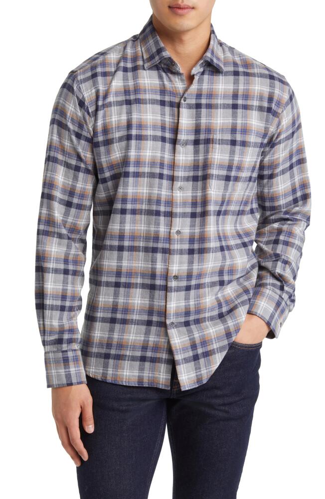 Peter Millar Iron Way Plaid Button-Up Shirt in Gale Grey Cover