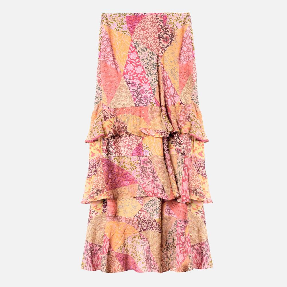 RIXO Preslee Printed Crepe De Chine Midi Skirt Cover