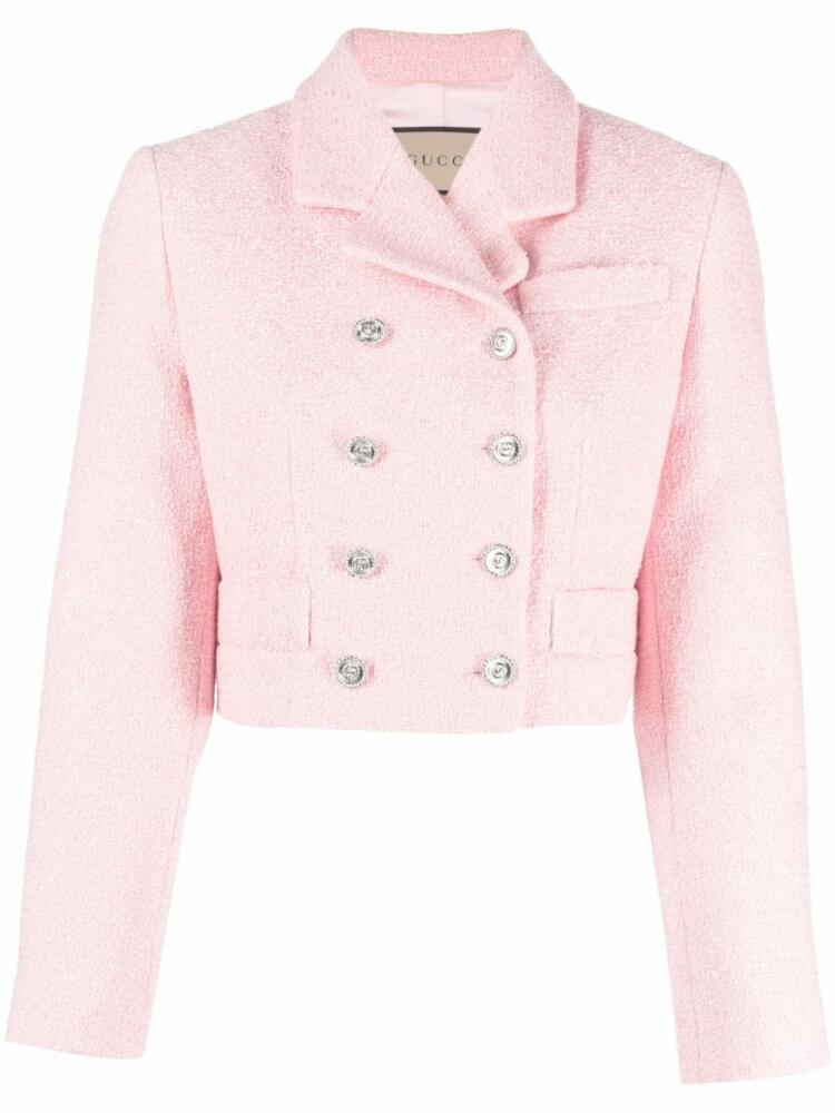 Gucci sequin-embellished cropped tweed jacket - Pink Cover