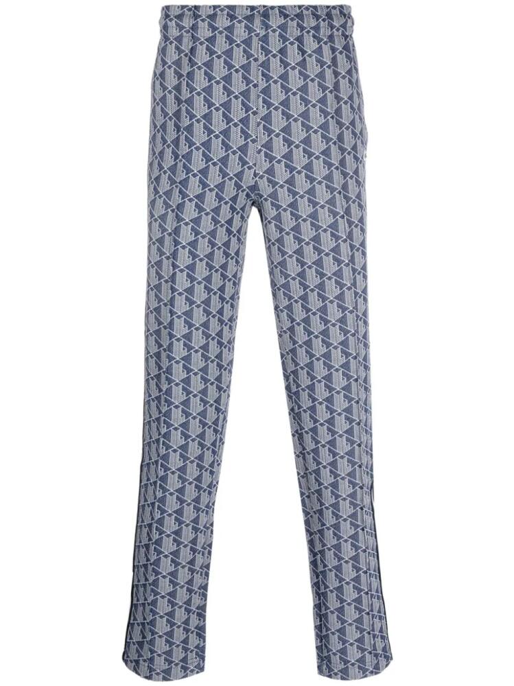 Lacoste jacquard monogram-pattern track pants - Blue Cover