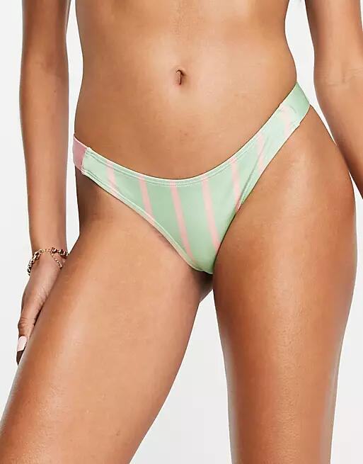 Topshop block stripe high leg bikini bottom-Multi Cover