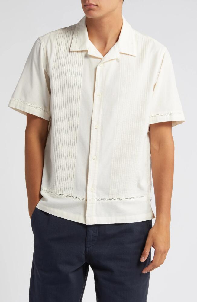 Wax London Newton Pintuck Cotton & Linen Button-Up Shirt in White Cover