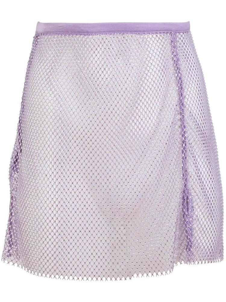 Fleur Du Mal crystal-embellished fishnet skirt - Purple Cover