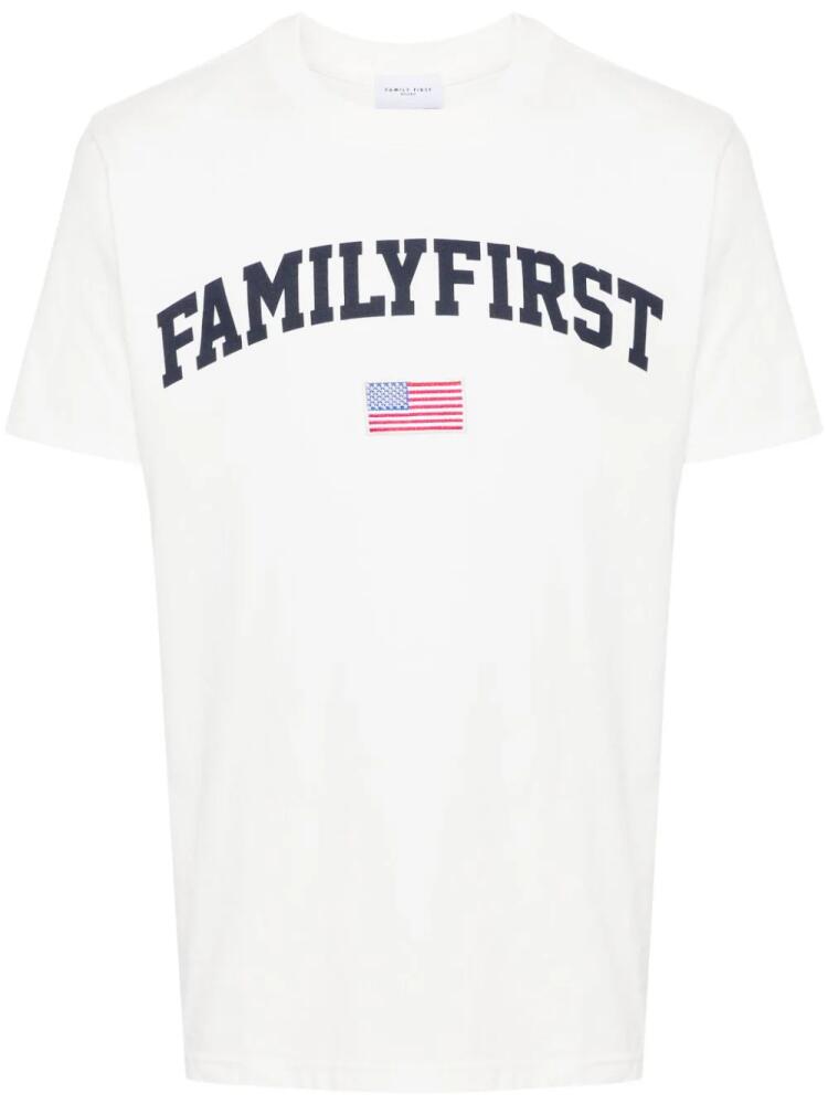 Family First logo-print cotton T-shirt - White Cover