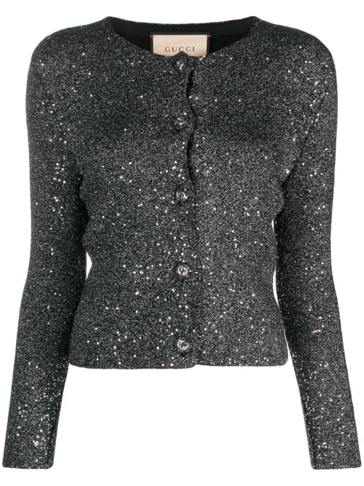 Gucci sequin round-neck cardigan - Black Cover