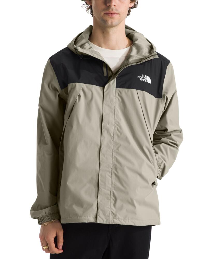 The North Face Men's Hooded Antora Logo Rain Jacket - Clay Grey/tnf Black Cover