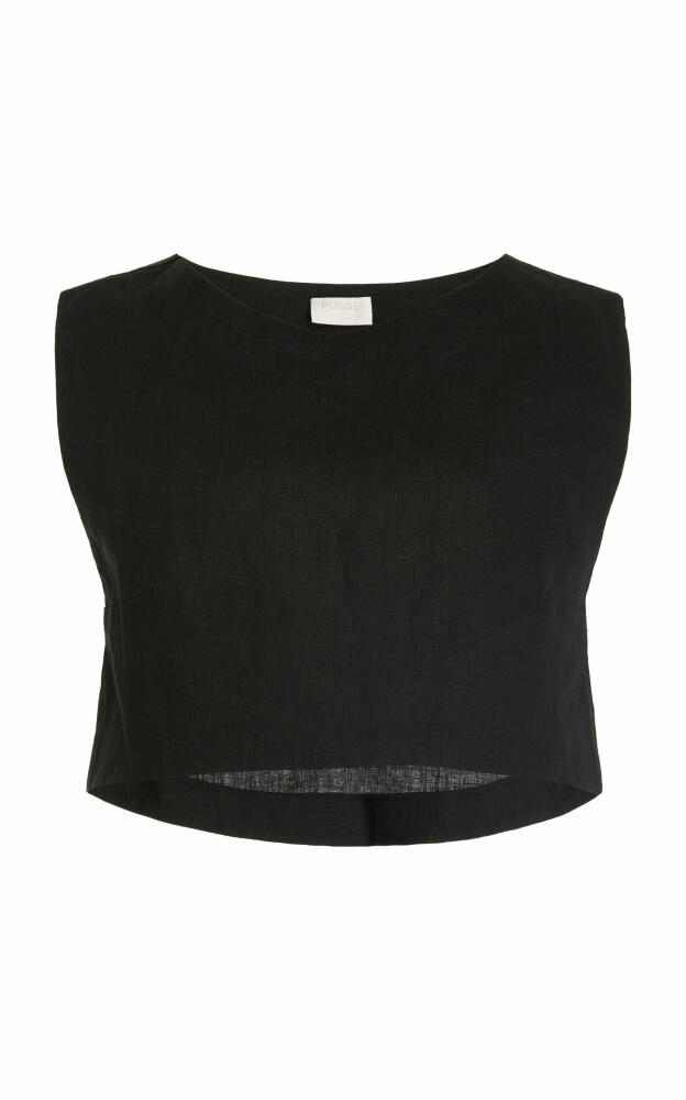 Posse - Exclusive Martina Linen Crop Top - Black Cover