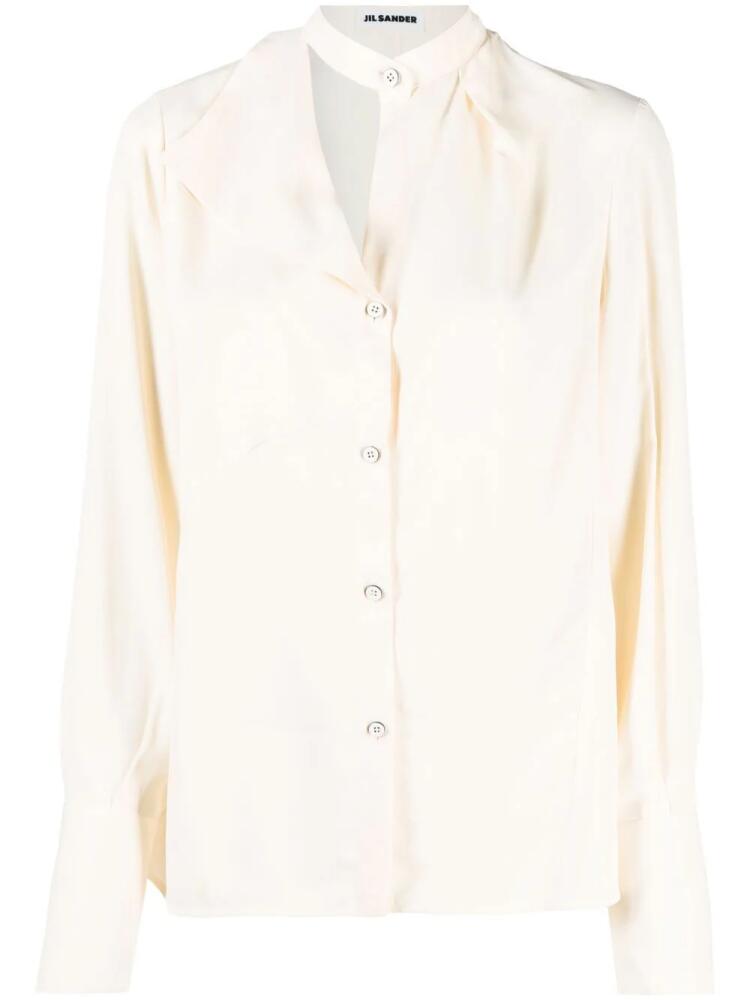 Jil Sander asymmetric-collar long-sleeved blouse - Neutrals Cover