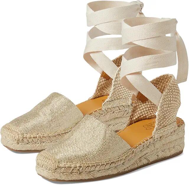 Franco Sarto Britney Ankle Strap Wedge Espadrilles (Platino Beige Tan Fabric) Women's Sandals Cover